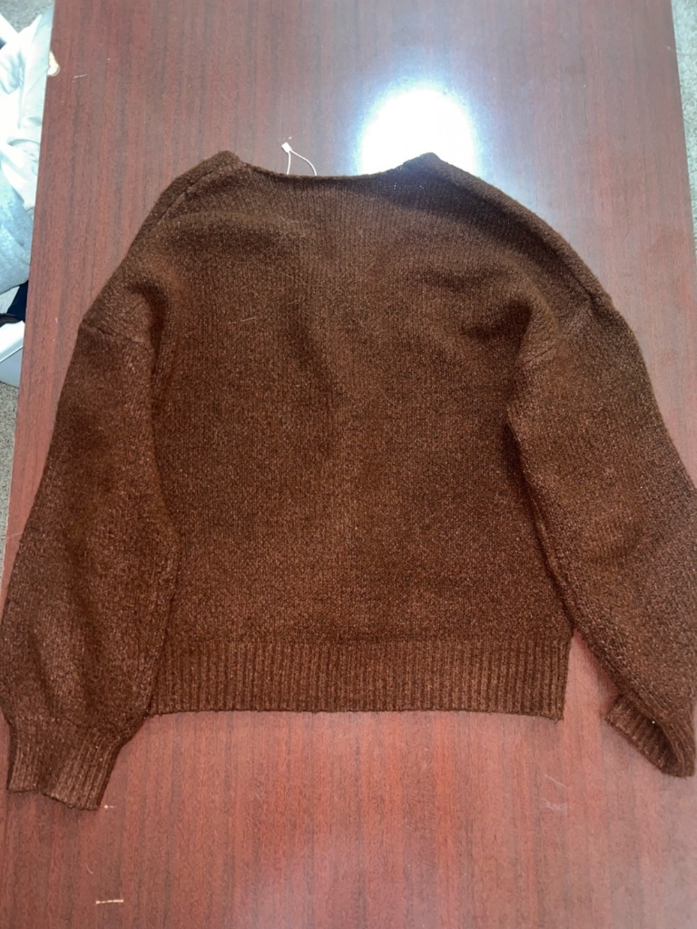 Cozy Tie-Front Brown Knit Cardigan - Picture 3 of 3